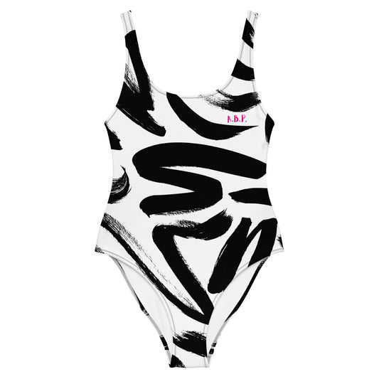 All Ova Print - Black n' White One-Piece Swimsuit