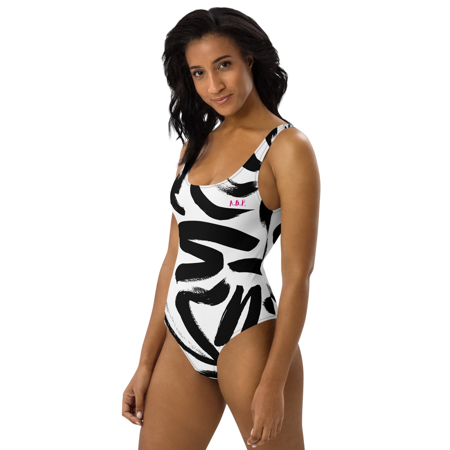 All Ova Print - Black n' White One-Piece Swimsuit