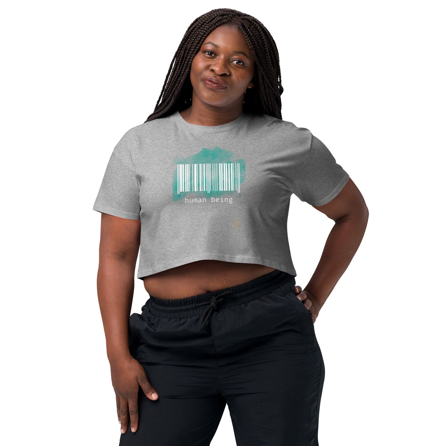 Human Being UPC Code Organic Women’s Crop Top - Green Haze