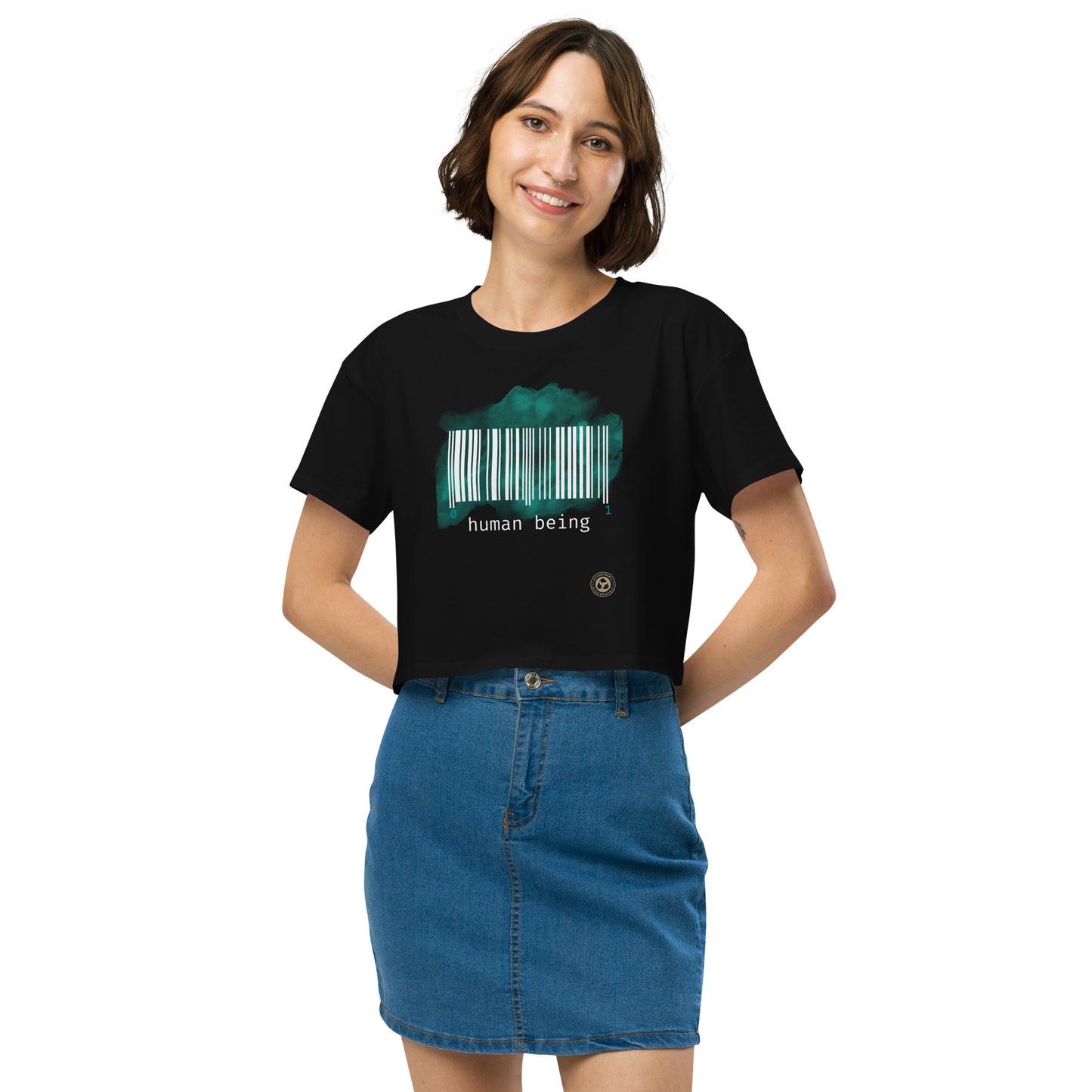 Human Being UPC Code Organic Women’s Crop Top - Green Haze