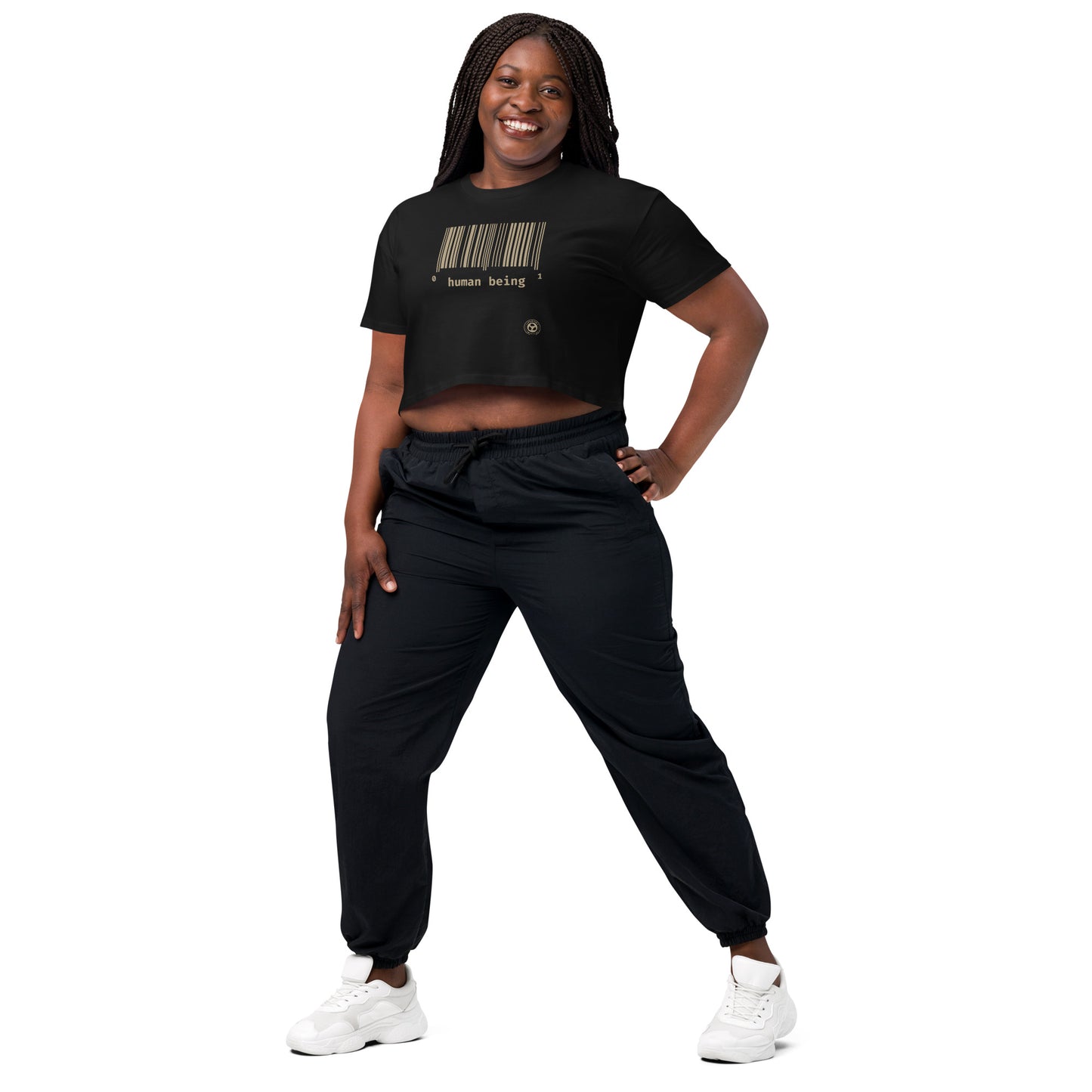 Human Being UPC Code Organic Women’s Crop Top - Gold